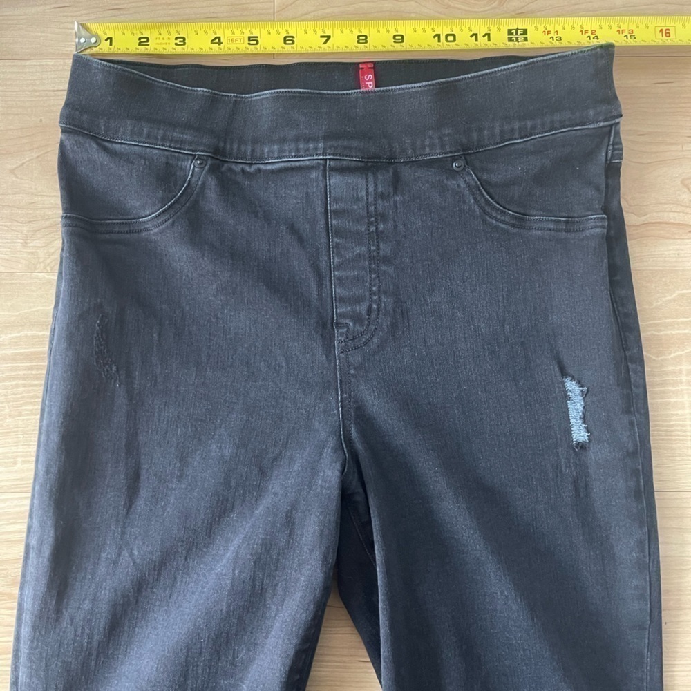 SPANX Vintage Black Distressed Ankle Skinny Pullon Leggings Elastic Waist - Picture 14 of 15